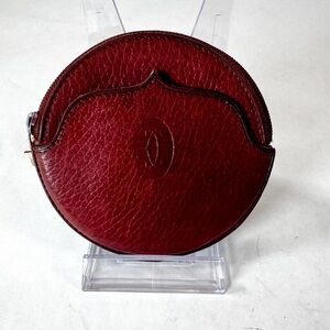 ✨ Cartier Paris Leather Coin Purse / Zip Pouch – Burgundy Red – Authentic ✨